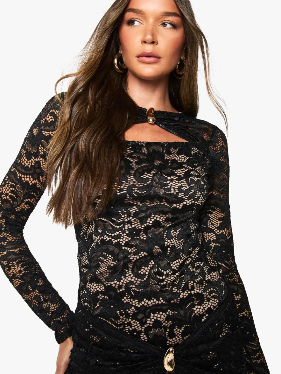 boohoo Dames Mini Jurk met Kant Trim Detail zwart, foto 4