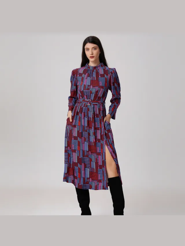S&J Weekends Midi blouse-jurk met grafische print Veelkleurig