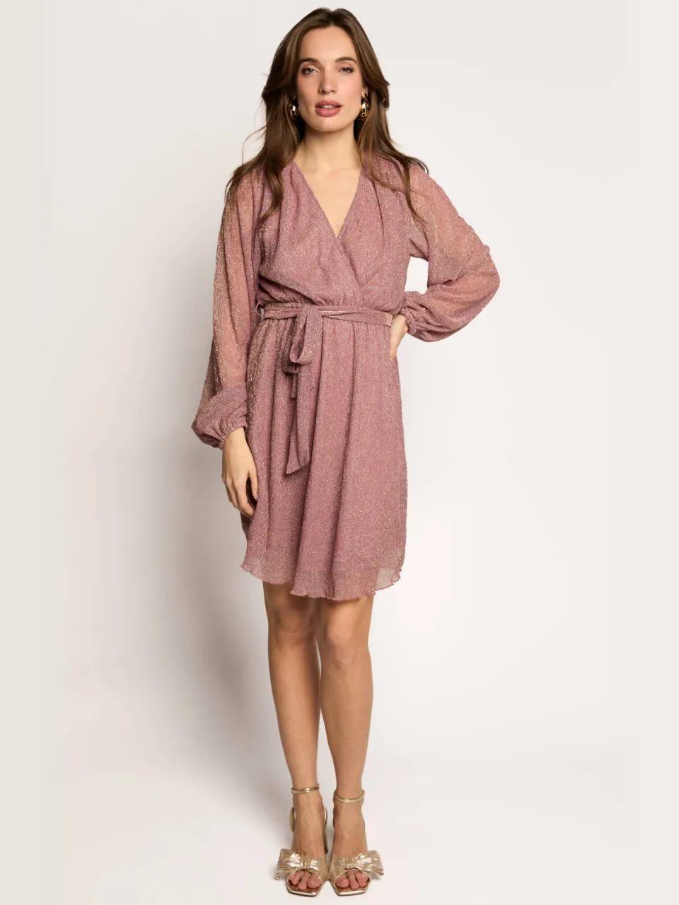 Freebird mini jurk met glitters - roze