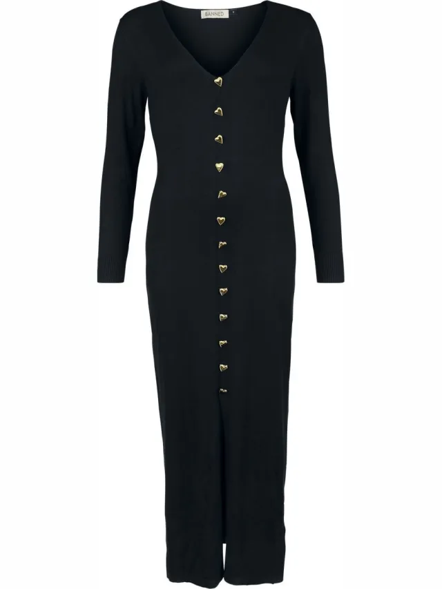 Banned Enid Knit Dames Lange jurk - zwart