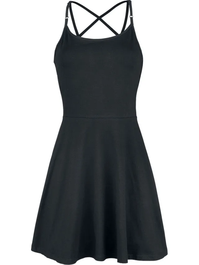 Gothicana Zwarte jurk met ruguitsnijding - Dames