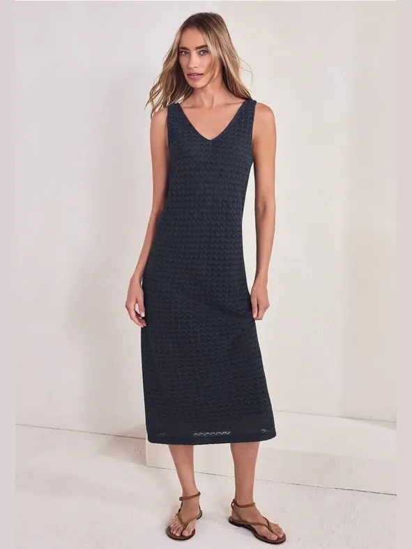 Street One Midi-jurk met kanten V-hals Blauw