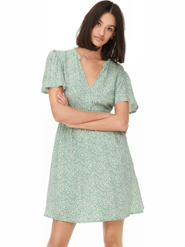 JDY JDYSTARR LIFE S/S V-NECK DRESS WVN NOOS Dames Jurk Medium Green
