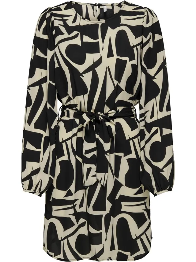 Only ONLHELENA LIFE L/S BELT DRESS PTM Dames Jurk Black;City Graphic