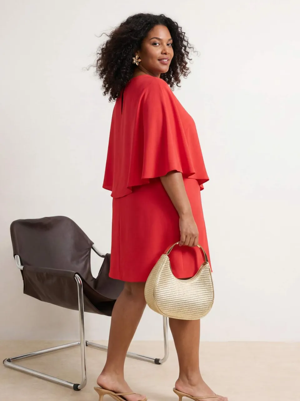 Trendyol Curve Dames Rood Effen Kort / Mini Mouwloos Recht Grote maten Jurk, foto 2