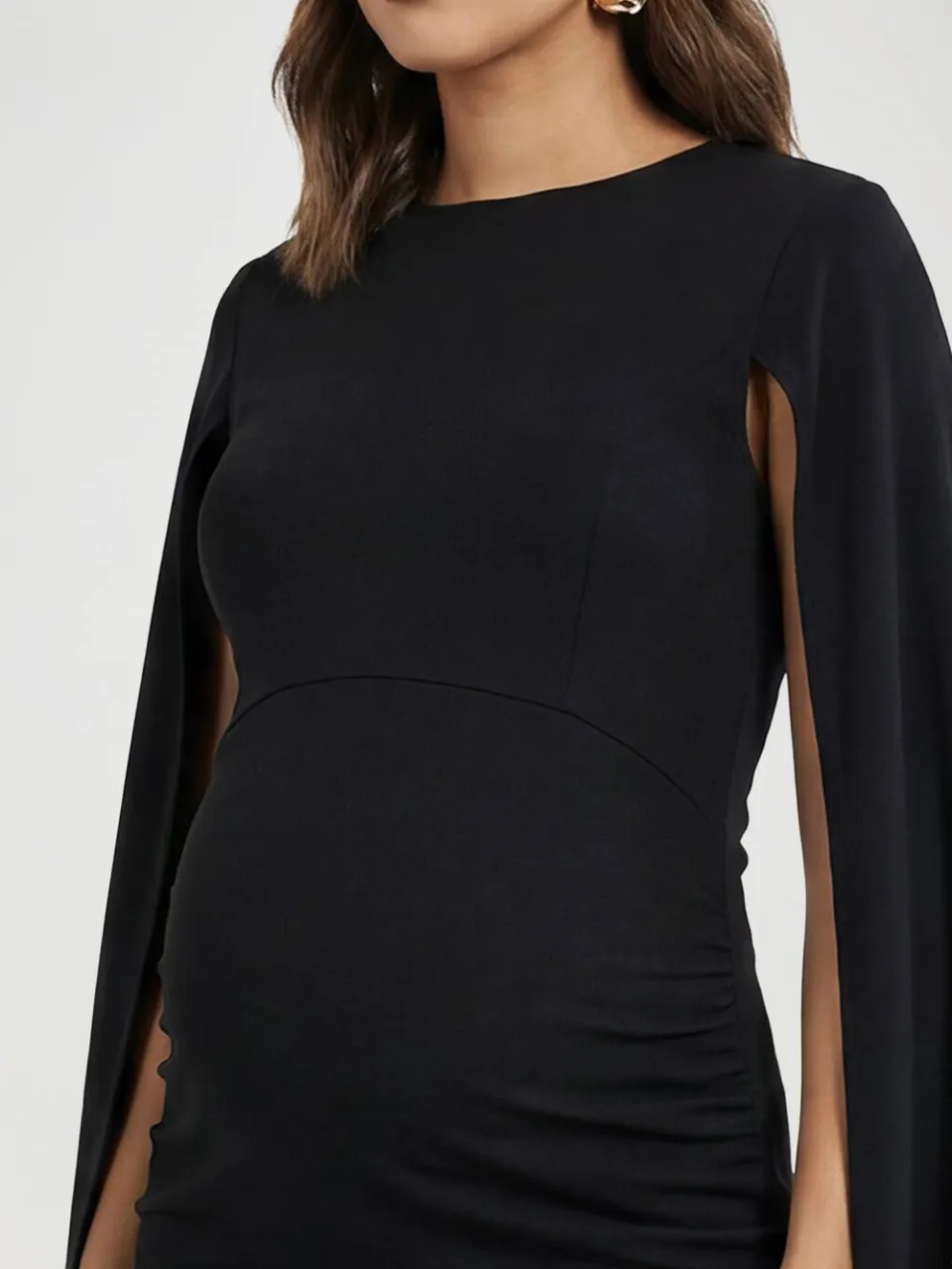 boohoo Dames Zwangerschaps Midi Bodycon Jurk Met Cape Mouwen zwart, foto 3