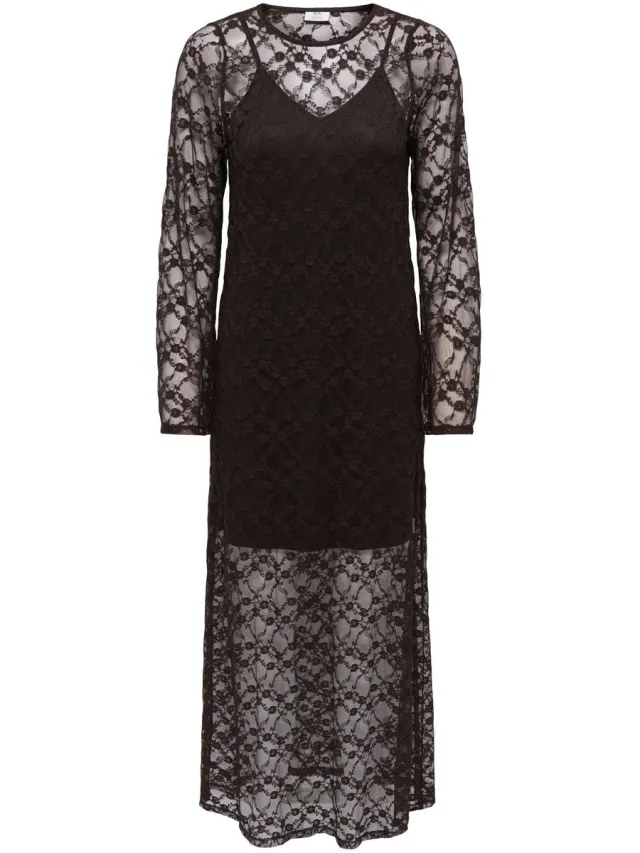 JDY JDYSILVIA L/S LACE MAXI DRESS JRS - Dames - Maxi jurken Mulch