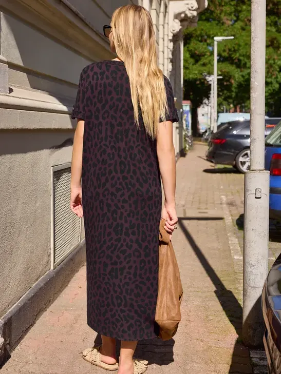Street One Studio Midijurk met ronde hals en luipaardprint paars, foto 2