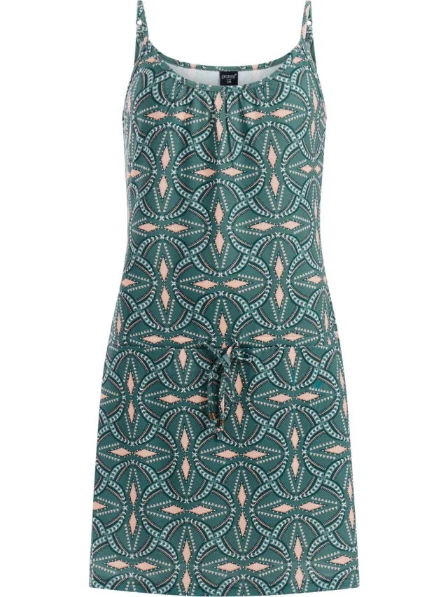 Protest PRTBounties - Mini-jurk Dames - Normale pasvorm - Knielengte - Spaghetti bandjes - Crème Laurel Green