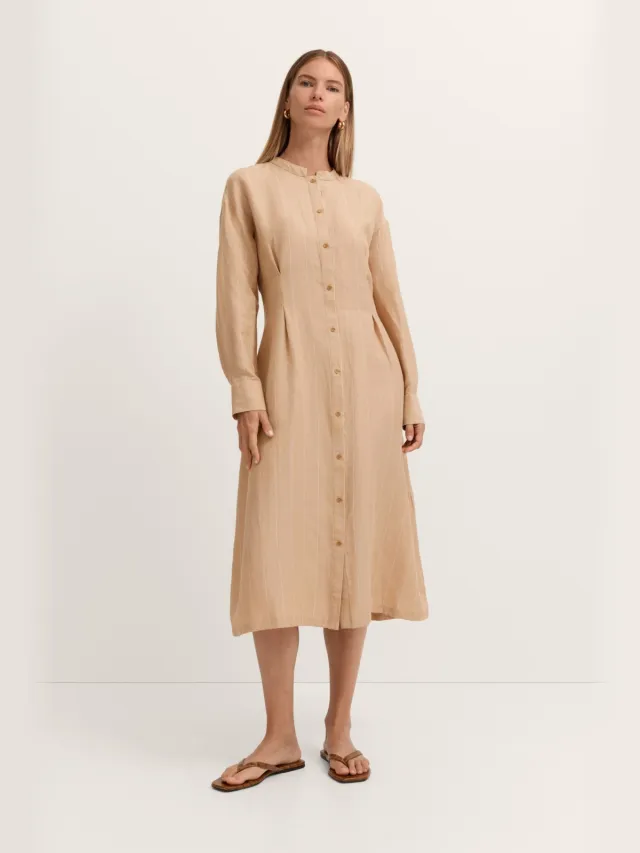 Bugatti Damen Blousejurk Modern Fit met strepen Beige