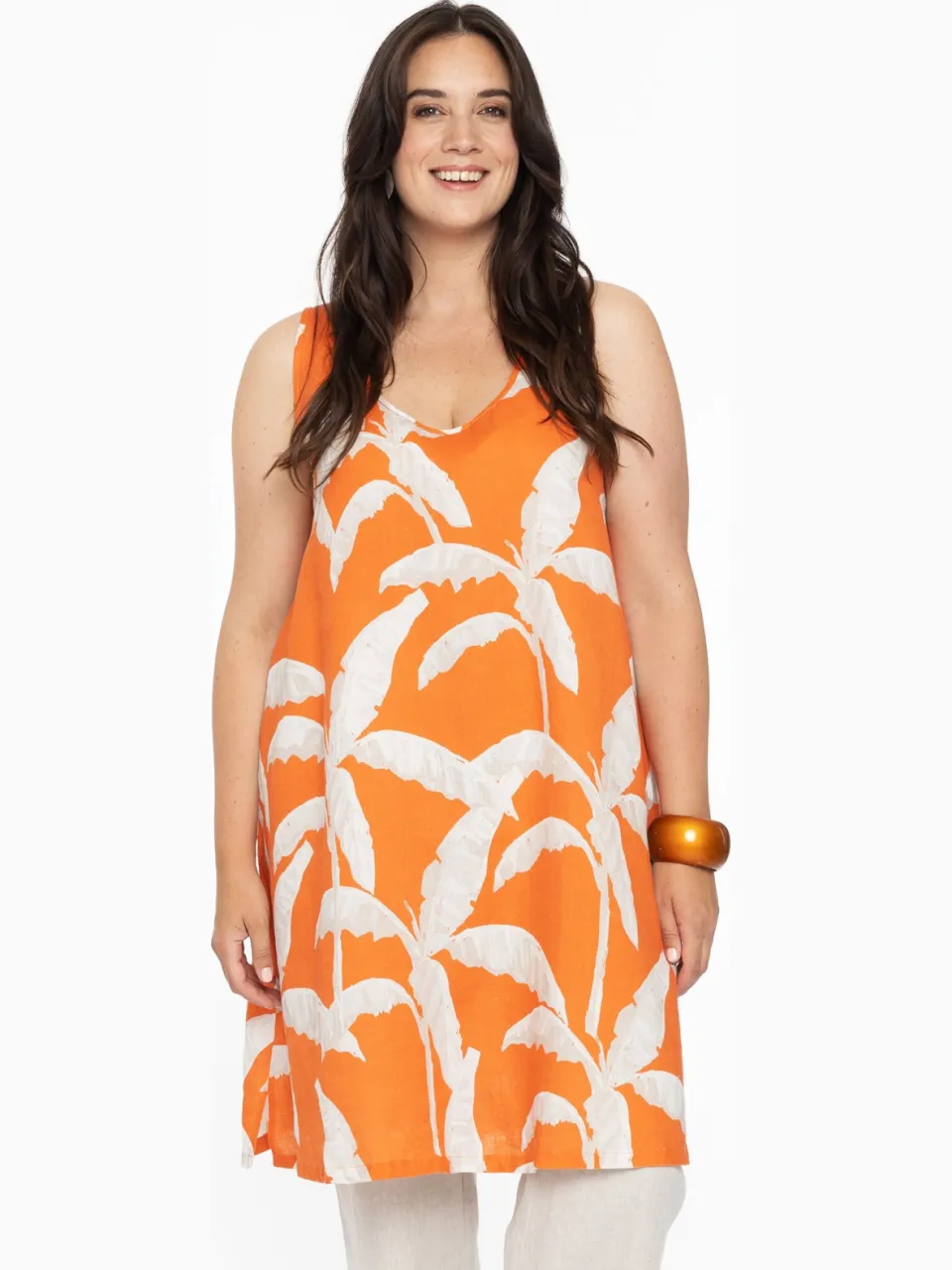 Yoek Jurk A-lijn PALM TREE | Oranje