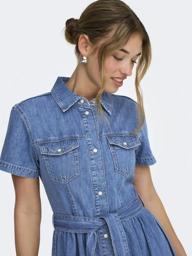 Only denim A-lijn jurk medium blue denim, foto 3