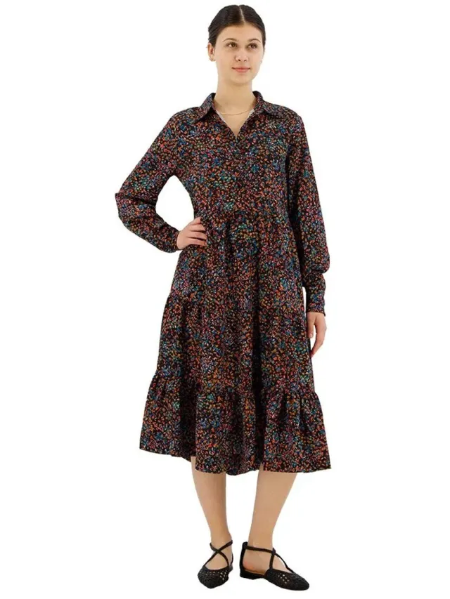 Replay W9776.000.73810 Lang Mouw Jurk Veelkleurig S Vrouw Blue