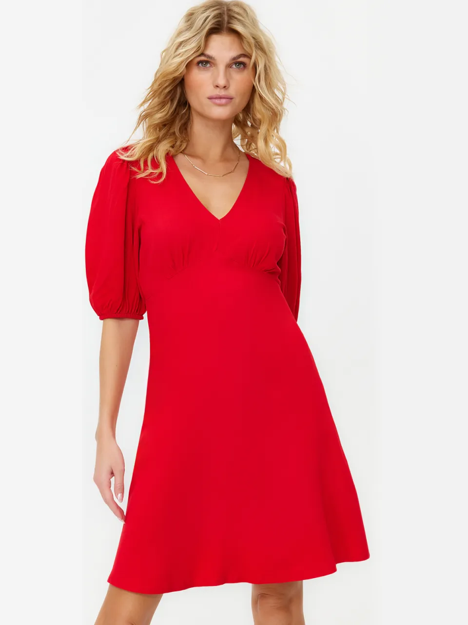 Trendyol TRENDYOLMİLLA Dames Rood Effen Kort / Mini Kort Casual A-lijn Jurken, foto 2