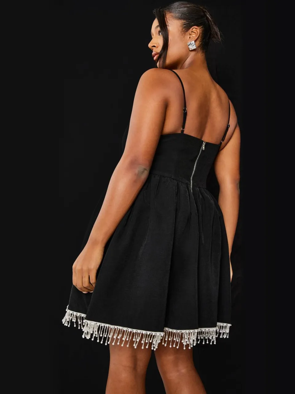 boohoo Dames Plus Getrimde Zoom Skaterjurk zwart, foto 2