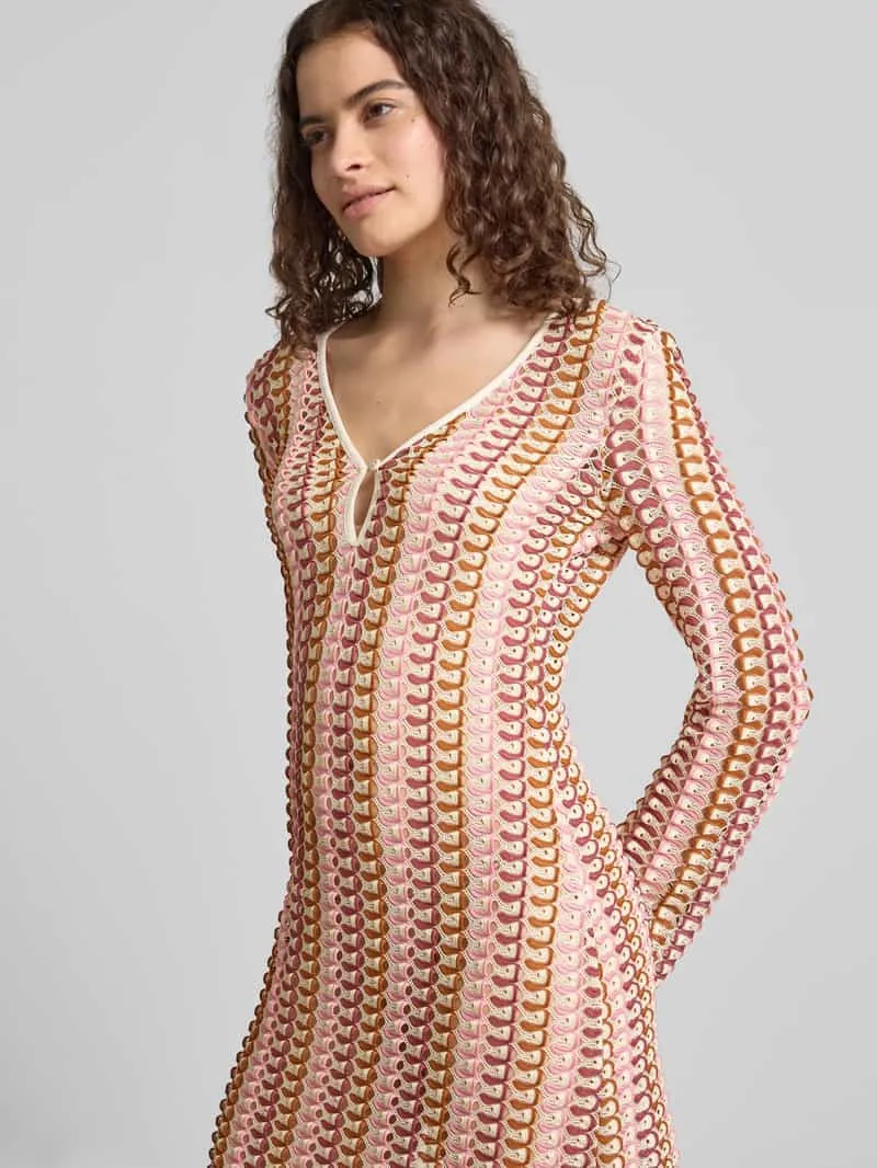 Gina Tricot slim fit maxijurk in brei-look beige gemêleerd, foto 4