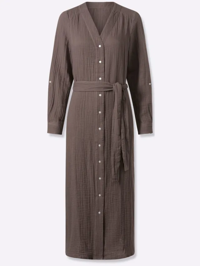 Katoenen jurk donkertaupe, foto 2