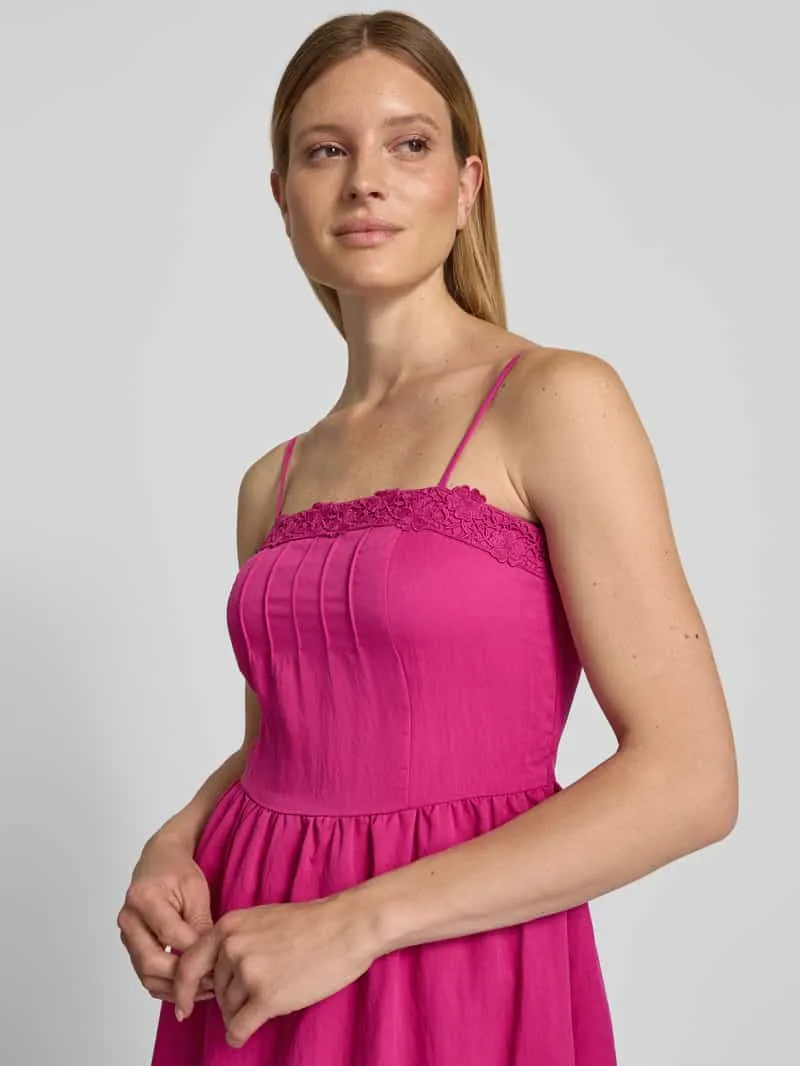 Jake*s Casual midi-jurk van lyocellmix met kant fuchsia, foto 3