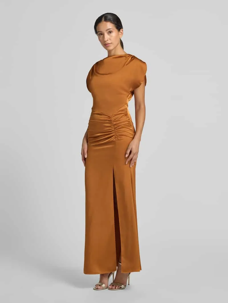 Lipsy Maxi-jurk van satijn met plooien terracotta, foto 3