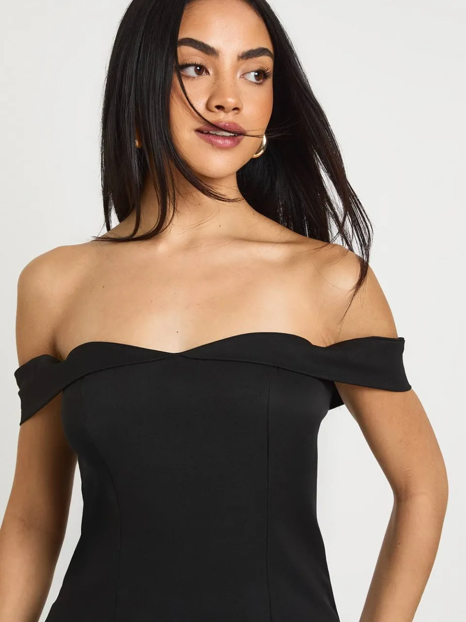 boohoo Dames Bardot Gestructureerde Mini Jurk zwart, foto 4