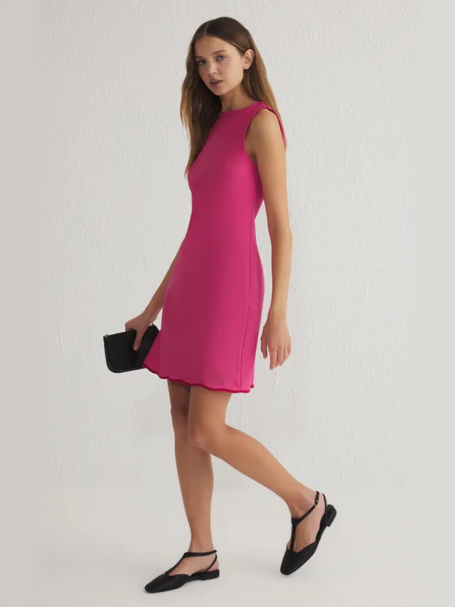 Trendyol TRENDYOLMİLLA Dames Roze Colorblock Kort / Mini Mouwloos Avond / Dagelijks A-lijn Jurken, foto 2