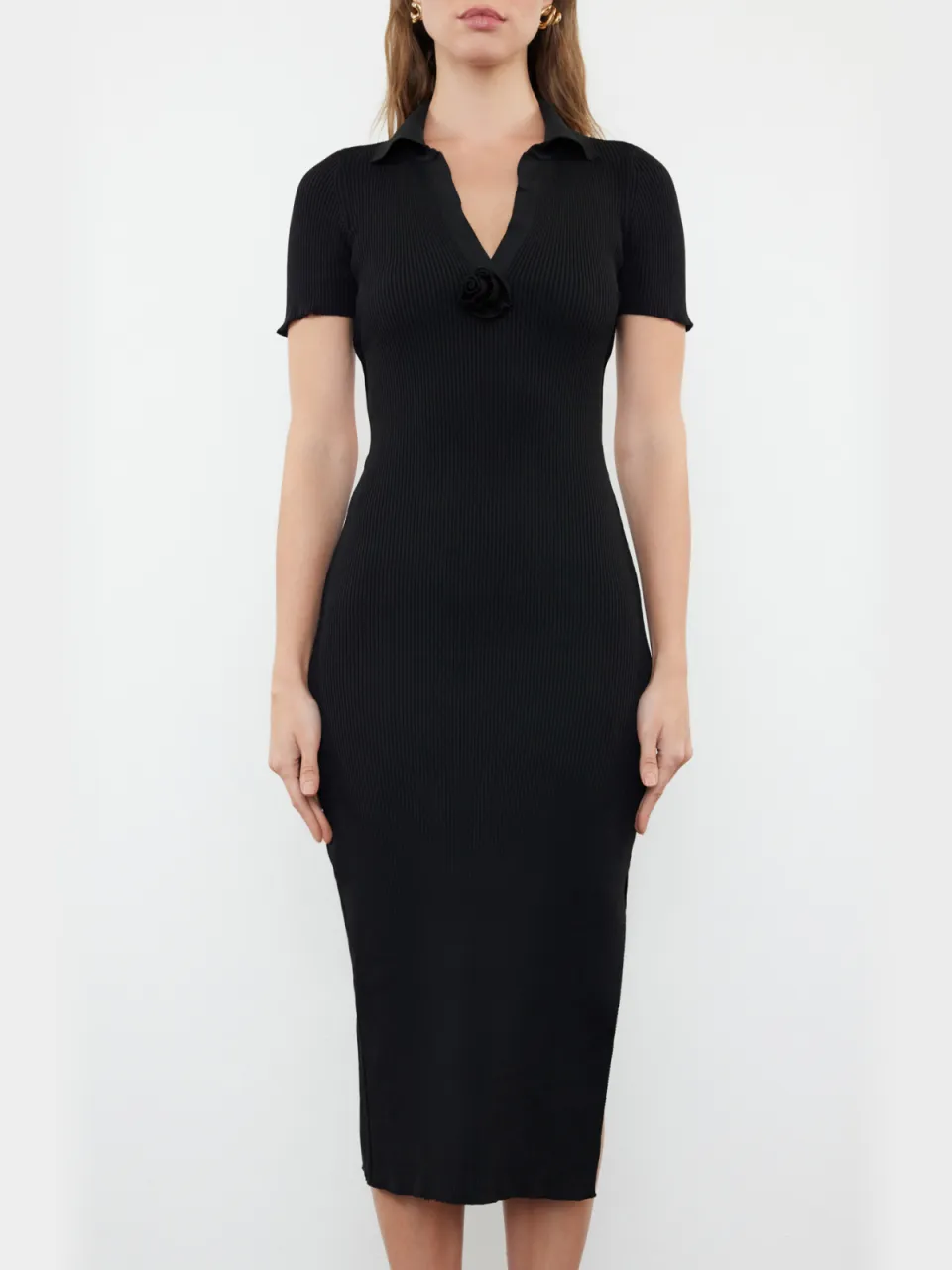Trendyol TRENDYOLMİLLA Dames Zwart Effen Maxi Kort Casual Recht Jurken