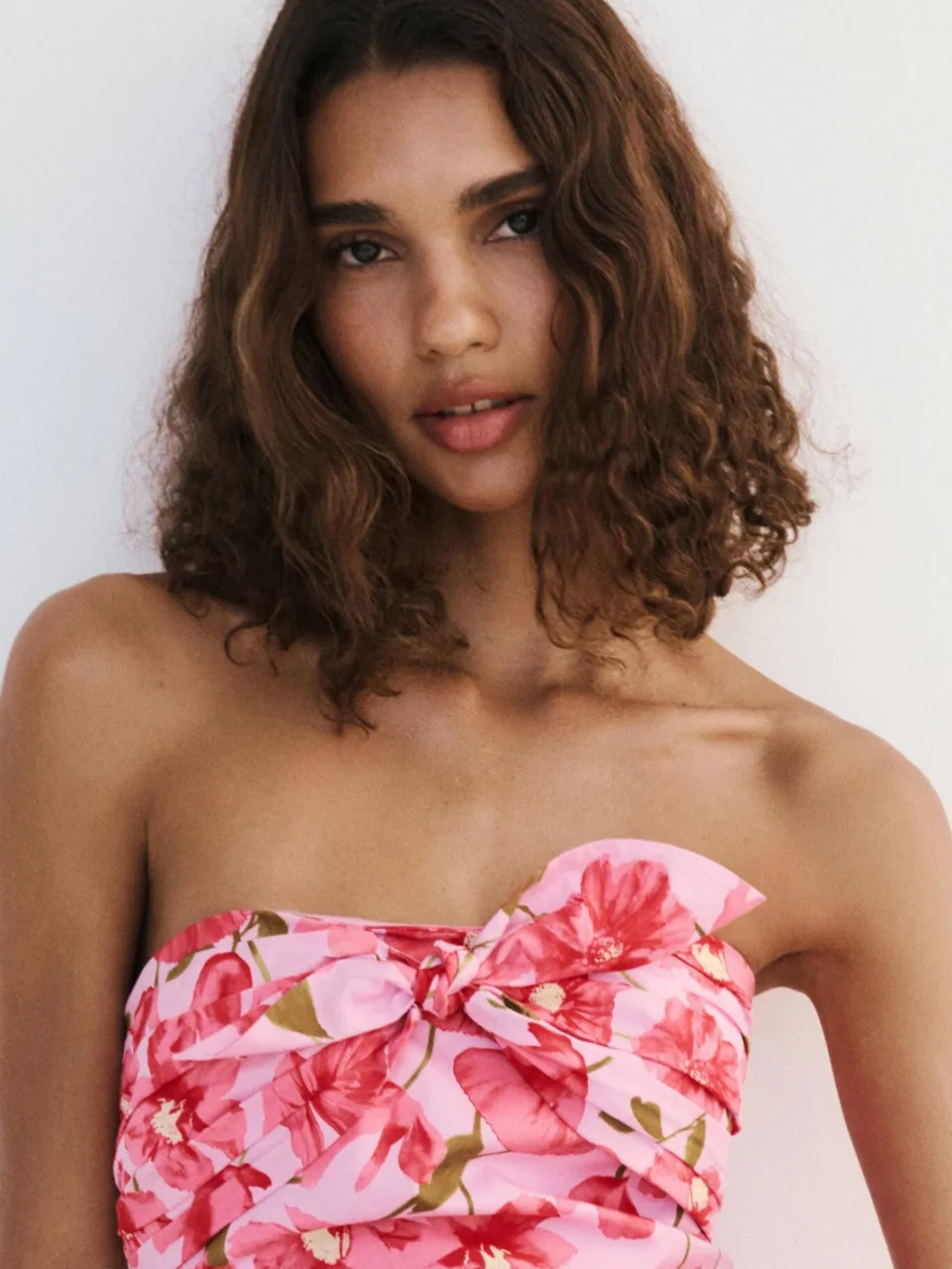 Mango strapless gebloemde jurk - roze, foto 5