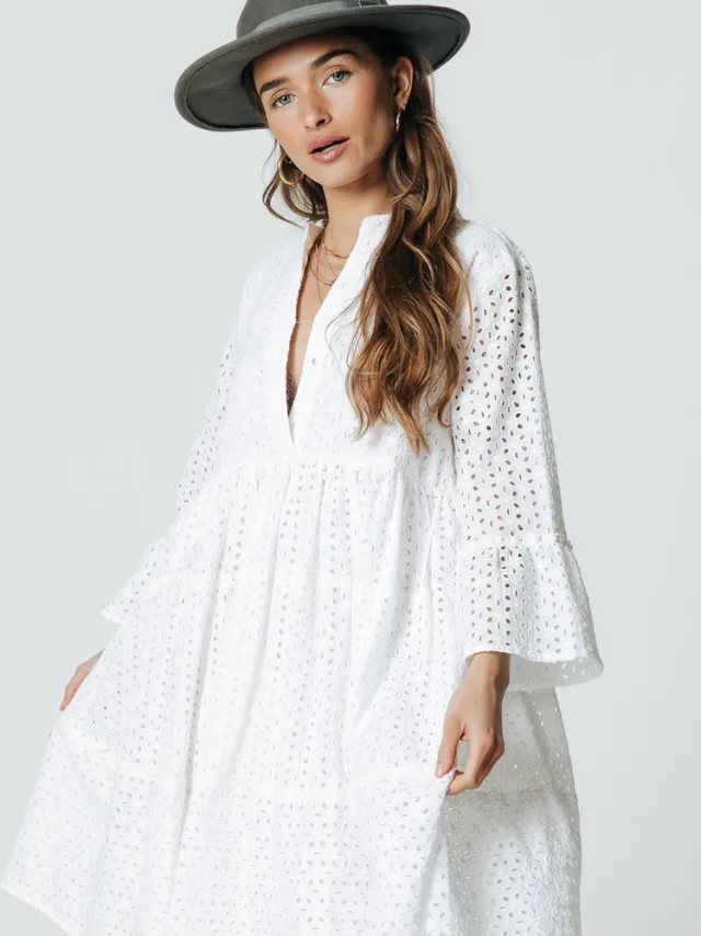 Colourful Rebel Indy Broderie Anglaise Boho Jurk White
