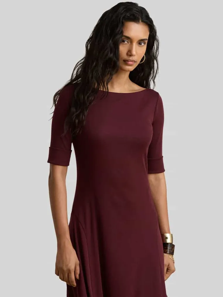 Lauren Ralph Lauren Midi-jurk van katoenmix bordeaux, foto 2