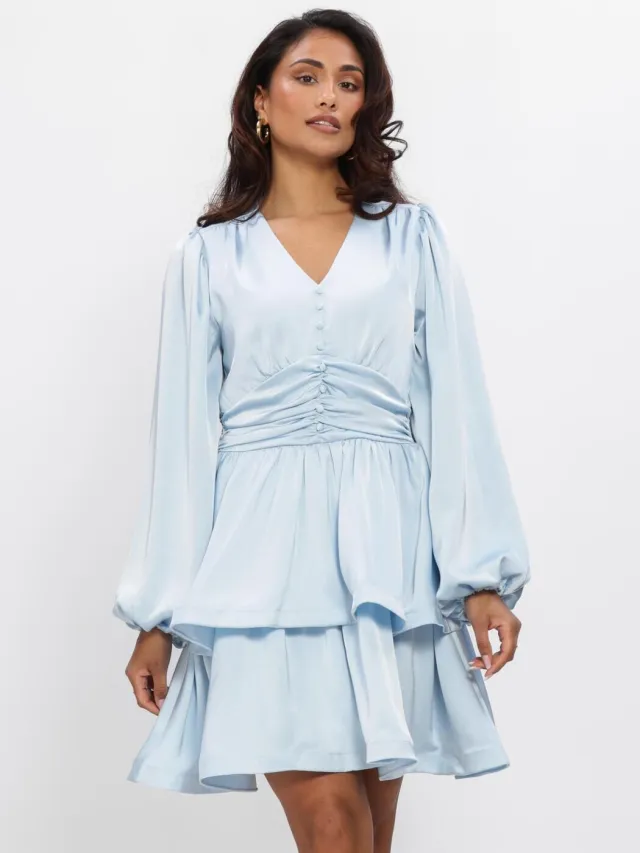 NEO NOIR Dames Jurken Rivana Heavy Sateen Dress - Lichtblauw