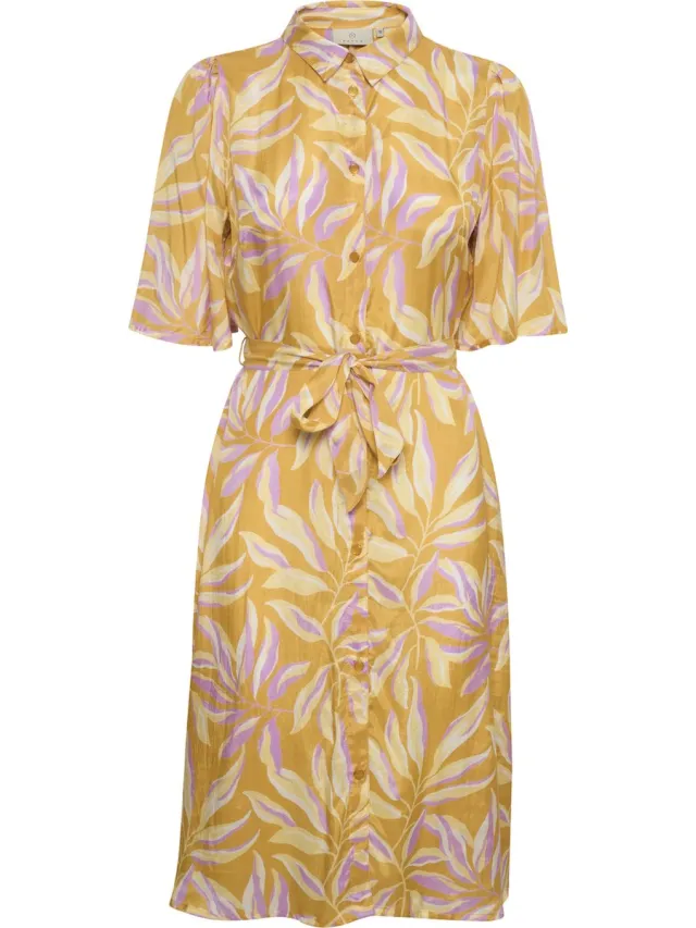 Kaffe KAsafir Oline Dress Dames Jurk Geel