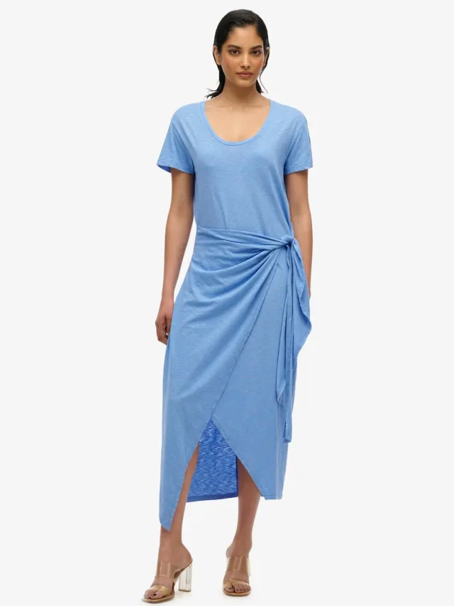 Jurk Superdry Slub Wrap blauw