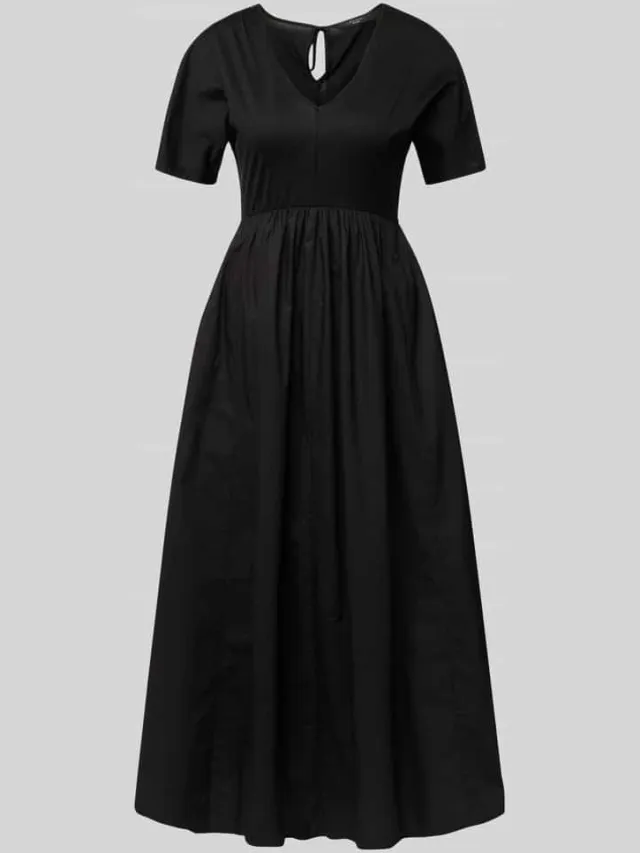 Max Mara Maxi-jurk met V-hals, model 'BRONZO' zwart, foto 2