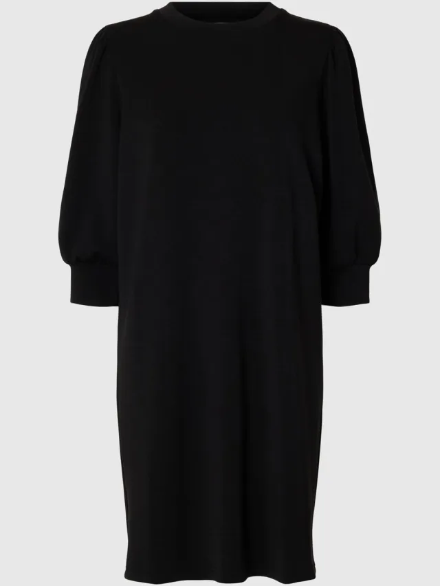 Selected WOMEN Slftenny 3/4 Short Sweat Dress Dames - Jurk - Zwart