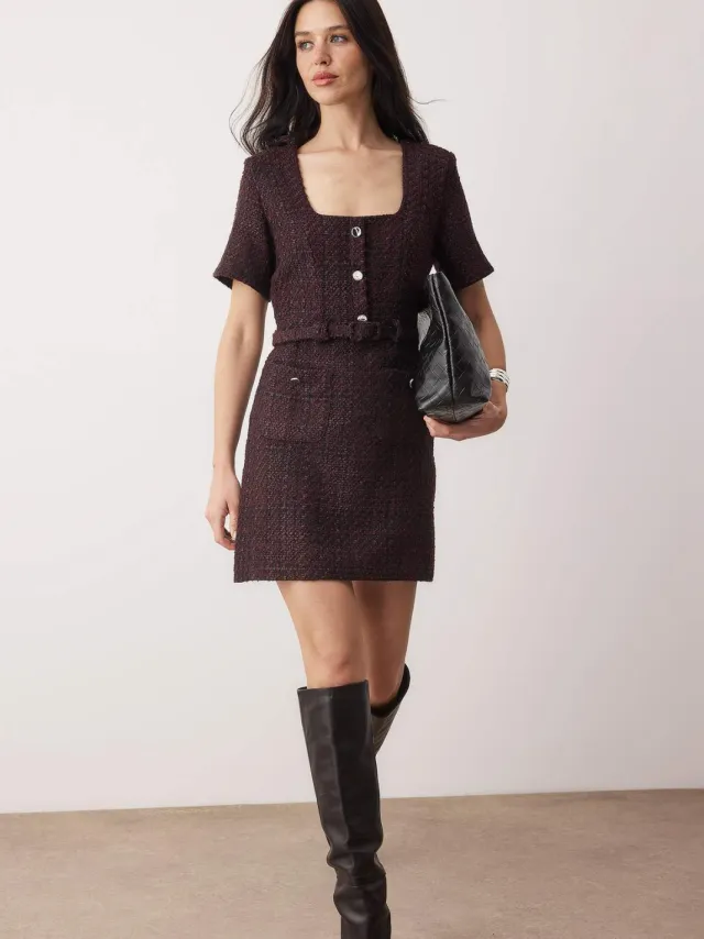 Trendyol TRENDYOLMİLLA Dames Paars Effen Kort / Mini Kort Casual A-lijn Jurken Rood