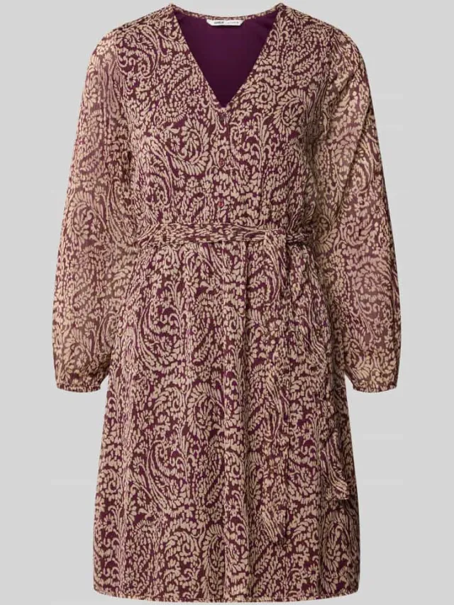 Only Getailleerde blousejurk met all-over motief model 'CERA' oudroze gemêleerd, foto 2