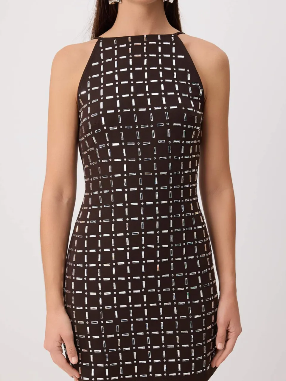 Trendyol TRENDYOLMİLLA Dames Bruin Effen Kort / Mini Mouwloos Bodycon Jurken, foto 2