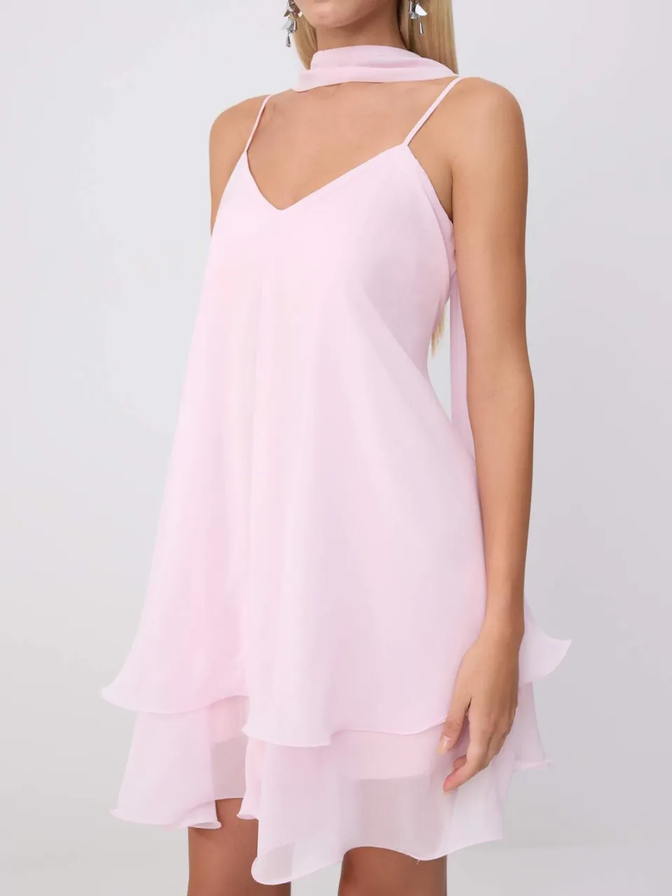 Trendyol TRENDYOLMİLLA Dames Roze Effen Kort / Mini Mouwloos Recht Jurken, foto 2
