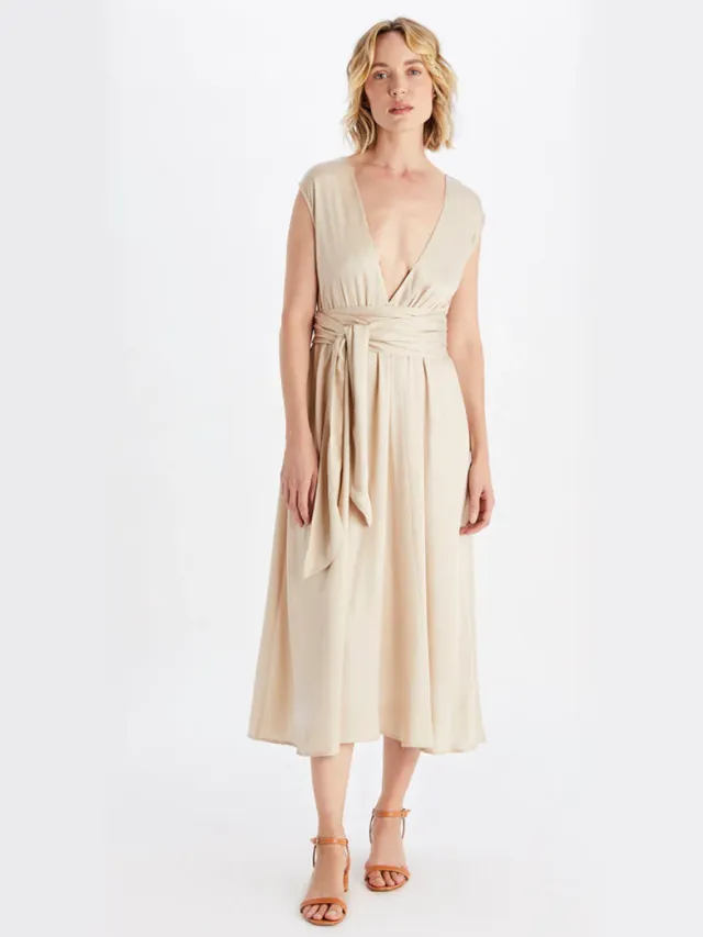 Neu Nomads dames vegan Midi Jurk Belize Champagne Crème
