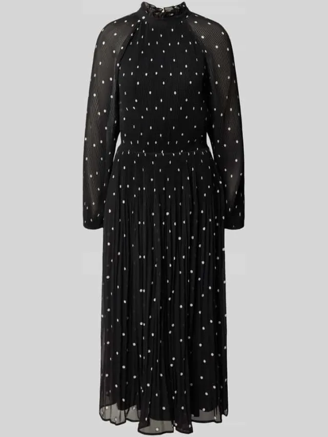 Comma Midi-jurk in all-over look met plissévouwen zwart, foto 2