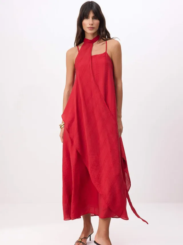Turkishsouq Platte, mouwloze maxi-jurk voor dames Rood