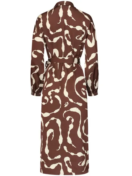 Smashed Lemon Midi blousejurk met abstracte print bruin, foto 2