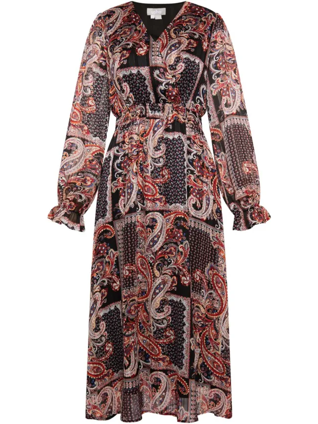 Usha Maxi-jurk met paisleyprint nowles Zwart Veelkleurig