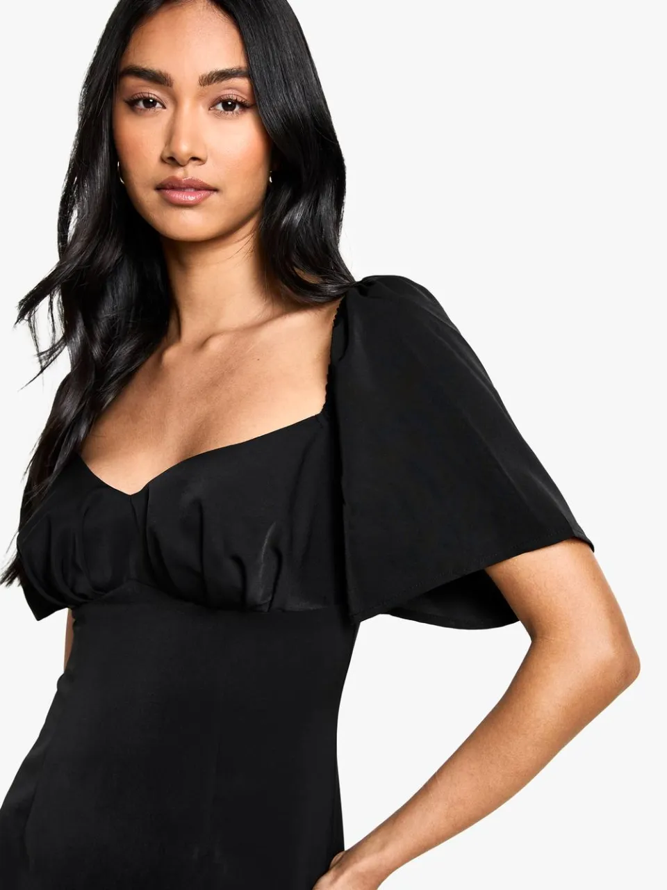 boohoo Dames Mini jurk met ruches aan de zoom zwart, foto 4