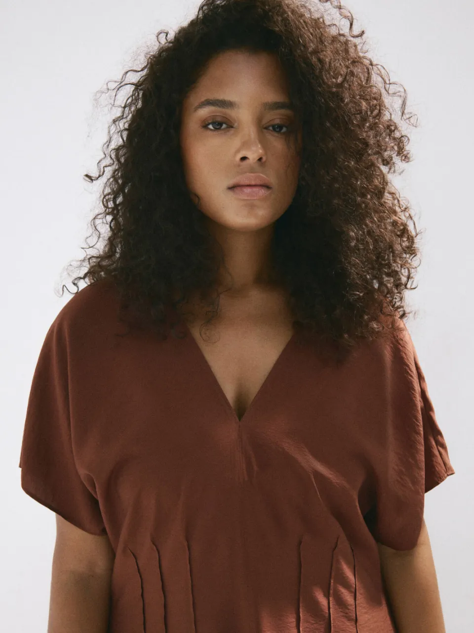 Mango midi jurk - donkerbruin, foto 6