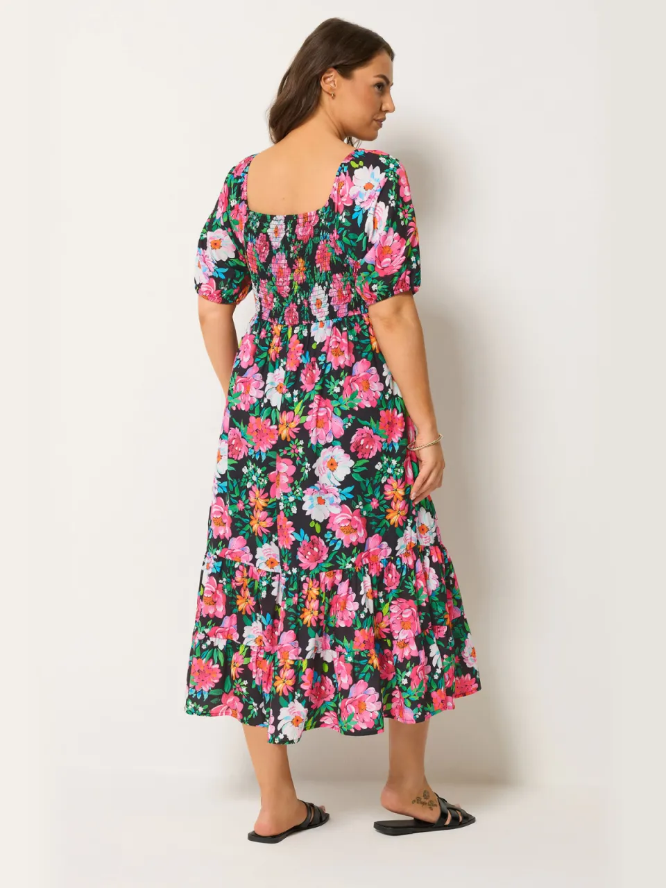 Yours Zwarte Midijurk Met Bloemenprint, foto 4