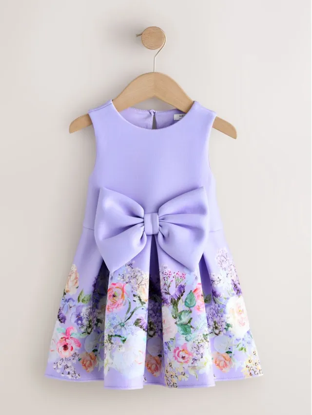 Next Meisjes - Gelegenheidsjurk van scubastof - Paars Lilac Floral