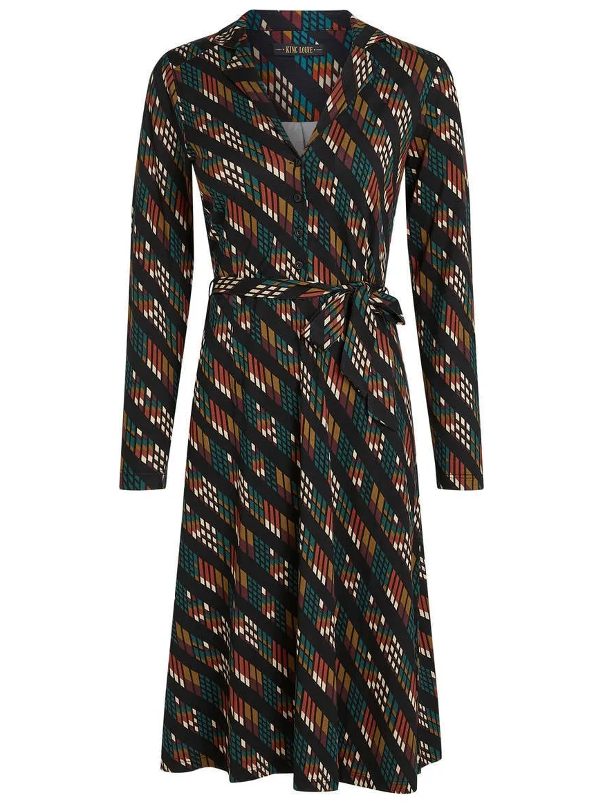King Louie midi blousejurk met ceintuur en print - meerkleurig multi, foto 2