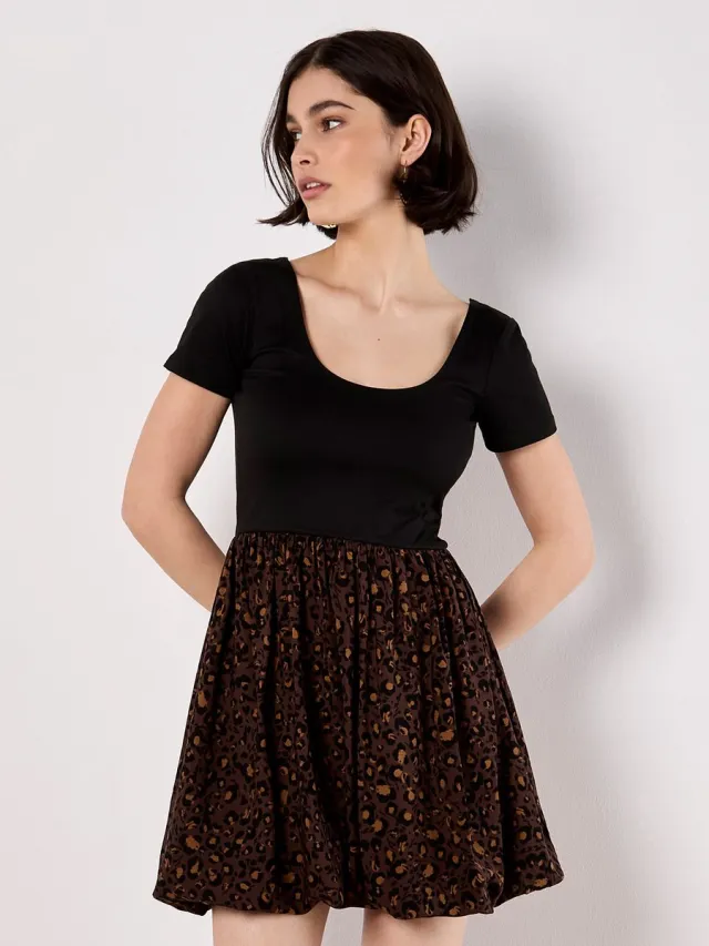 Apricot Leopard Print Jersey Mini Dress Brown/Multi