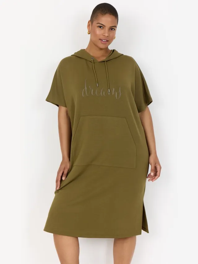 Wasabiconcept Wasabi sweat jurk korte mouw misty olive